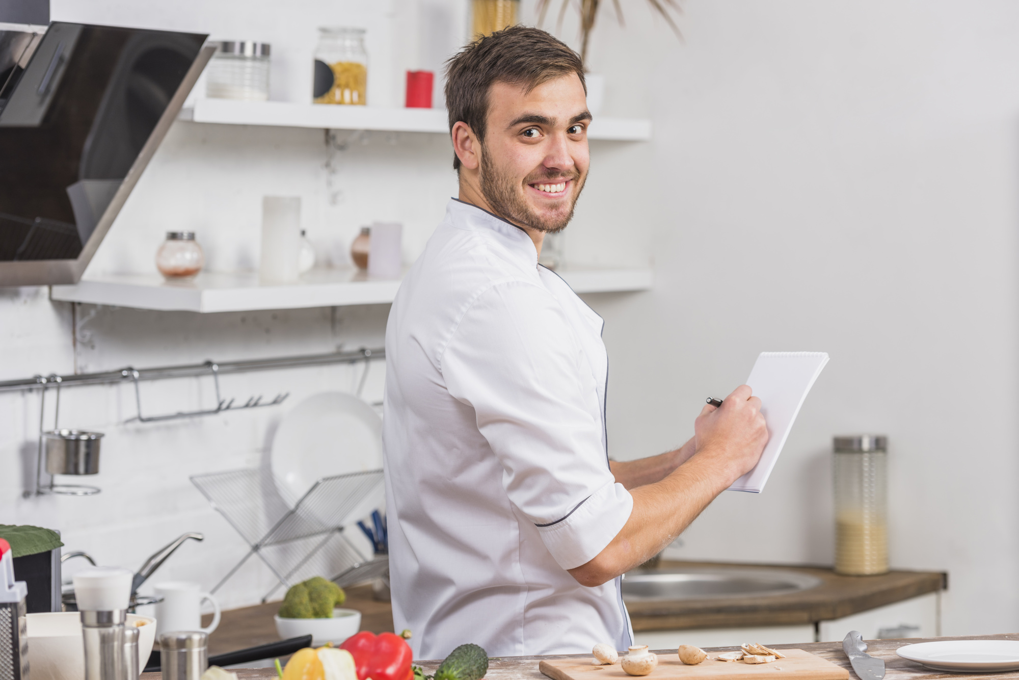 Founder in a modern kitchen preparing a dish